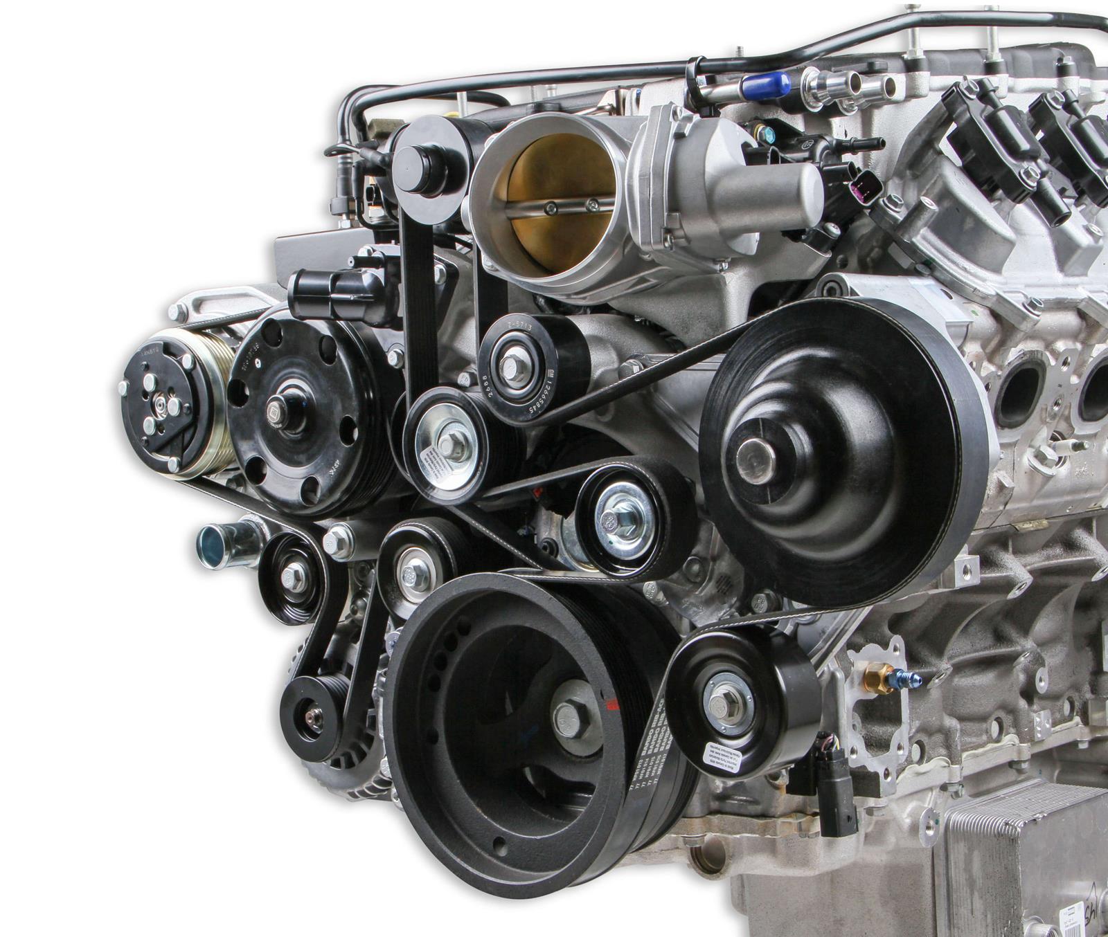 Holley Mid-Mount Complete Accessory Systems 20-221BK Drive Systems, LT Mid-Mount, Dry Sump, Serpentine, Alternator, Water Pump, Power Steering, A/C, Black Finish, Chevy, Gen V, 6.2L, Kit