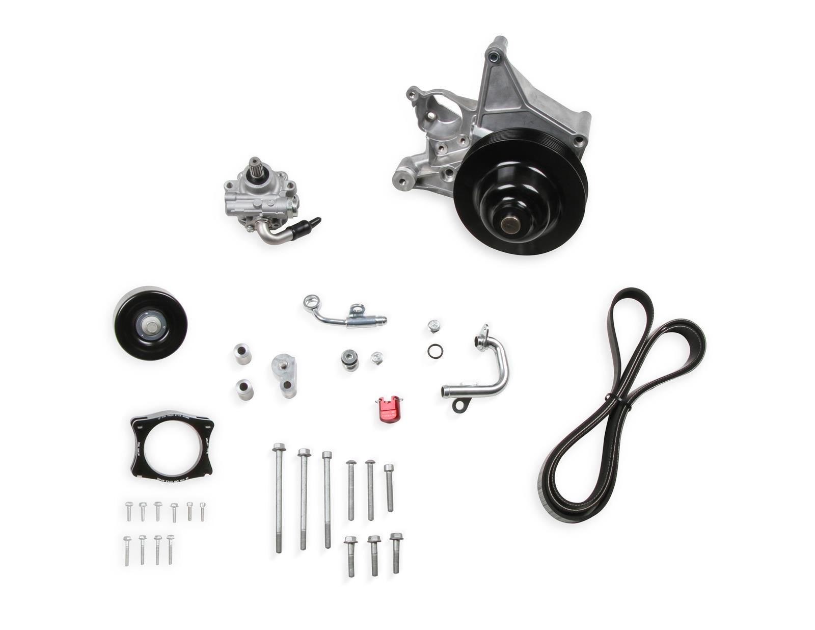 Holley Retro-fit Hydraulic Power Steering Kits 20-222 Pumps, Gen V LT4, Wet Sump, Add-on, GM Type 2, Saginaw TC Series, Natural Finish, Serpentine, with Pulley, Hardware, GM, 6.2L, Kit thumbnail 2