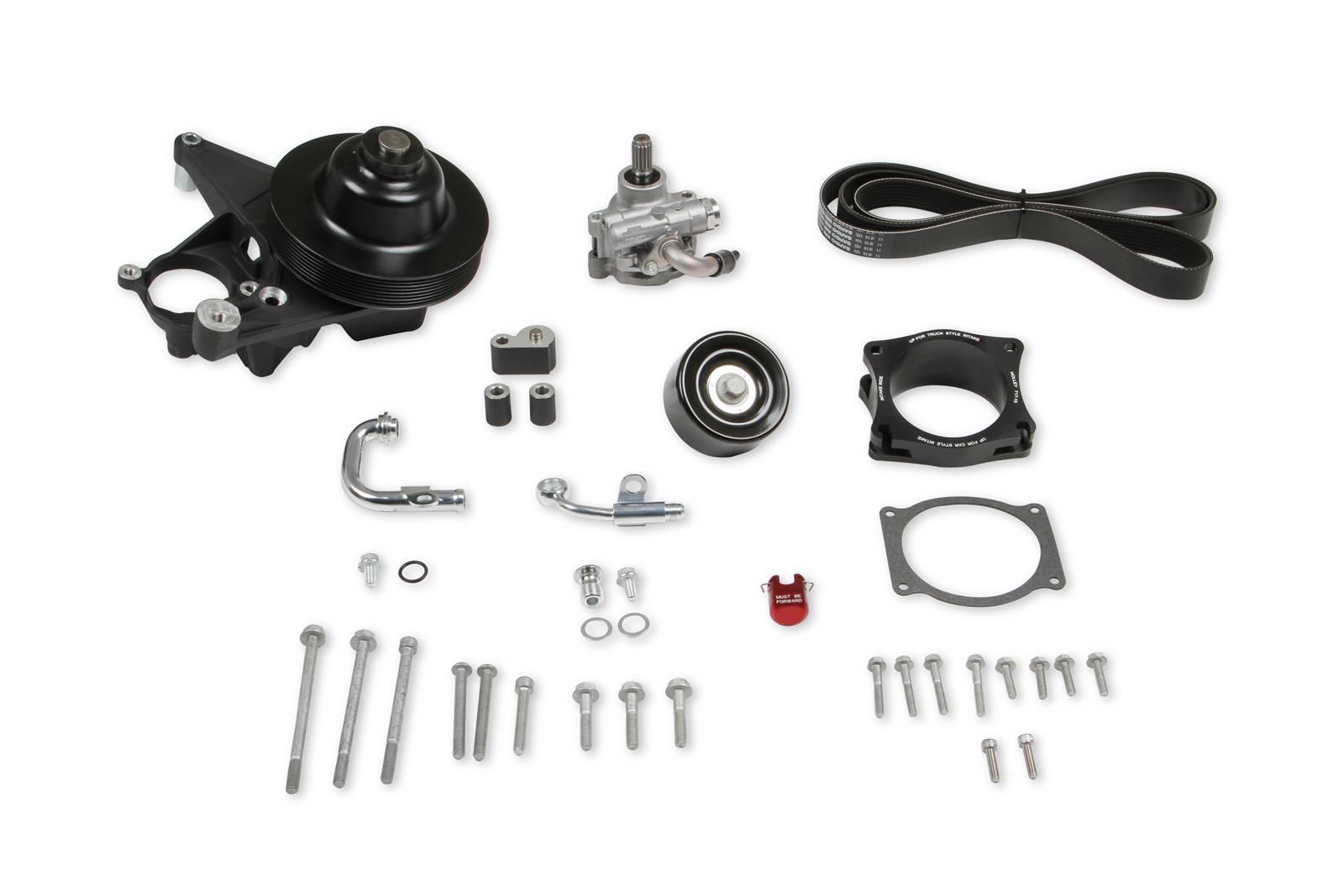 Holley Power Steering Pump Kits 20-222BK Pumps, Gen V LT4, Wet Sump, Add-on, GM Type 2, Saginaw TC Series, Black Finish, Serpentine, with Pulley and Hardware, GM, 6.2L, Kit