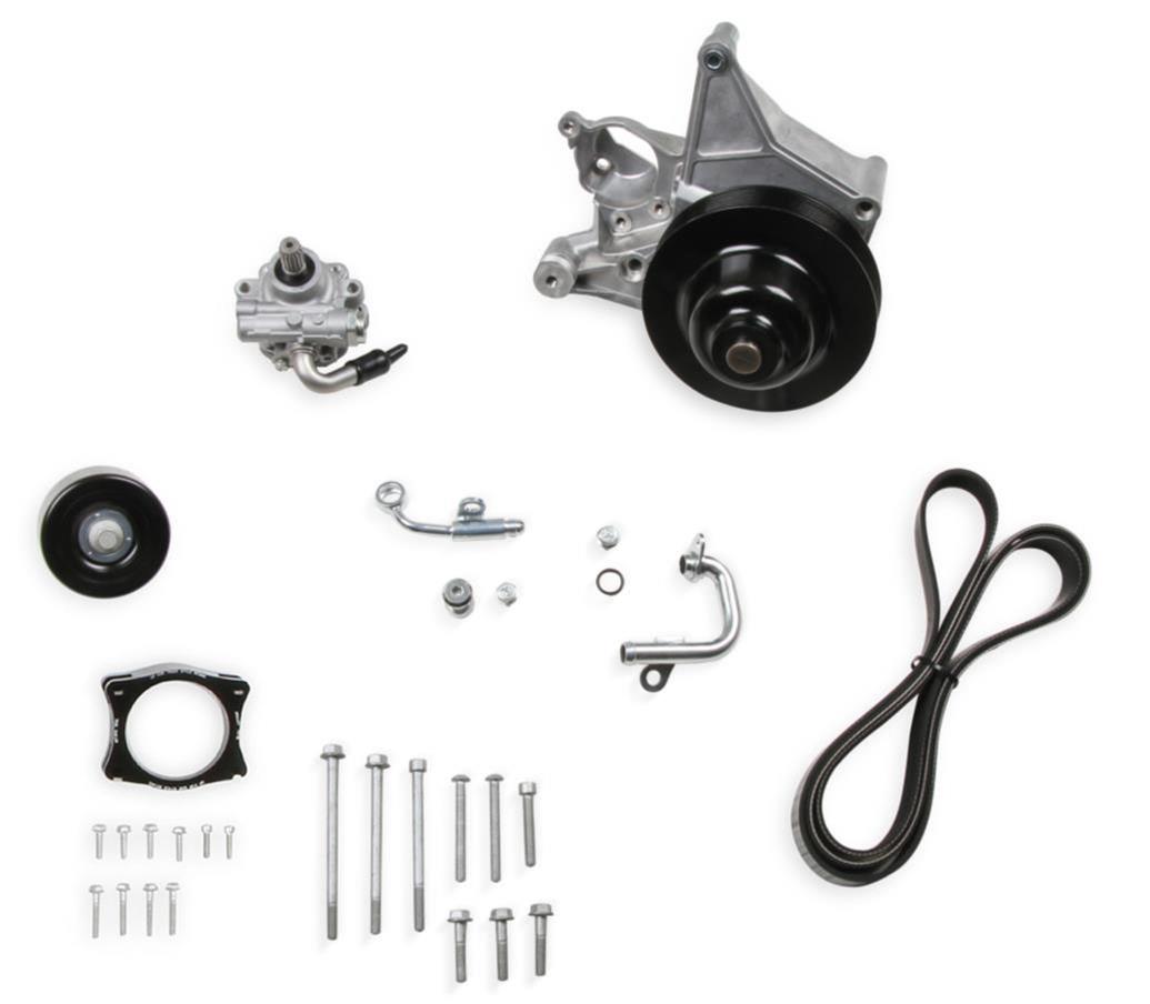 Holley Retro-fit Hydraulic Power Steering Kits 20-223 Pumps, Gen V LT4, Dry Sump, Add-on, GM Type 2, Saginaw TC Series, Natural Finish, Serpentine, with Pulley and Hardware, GM, 6.2L, Kit thumbnail 2