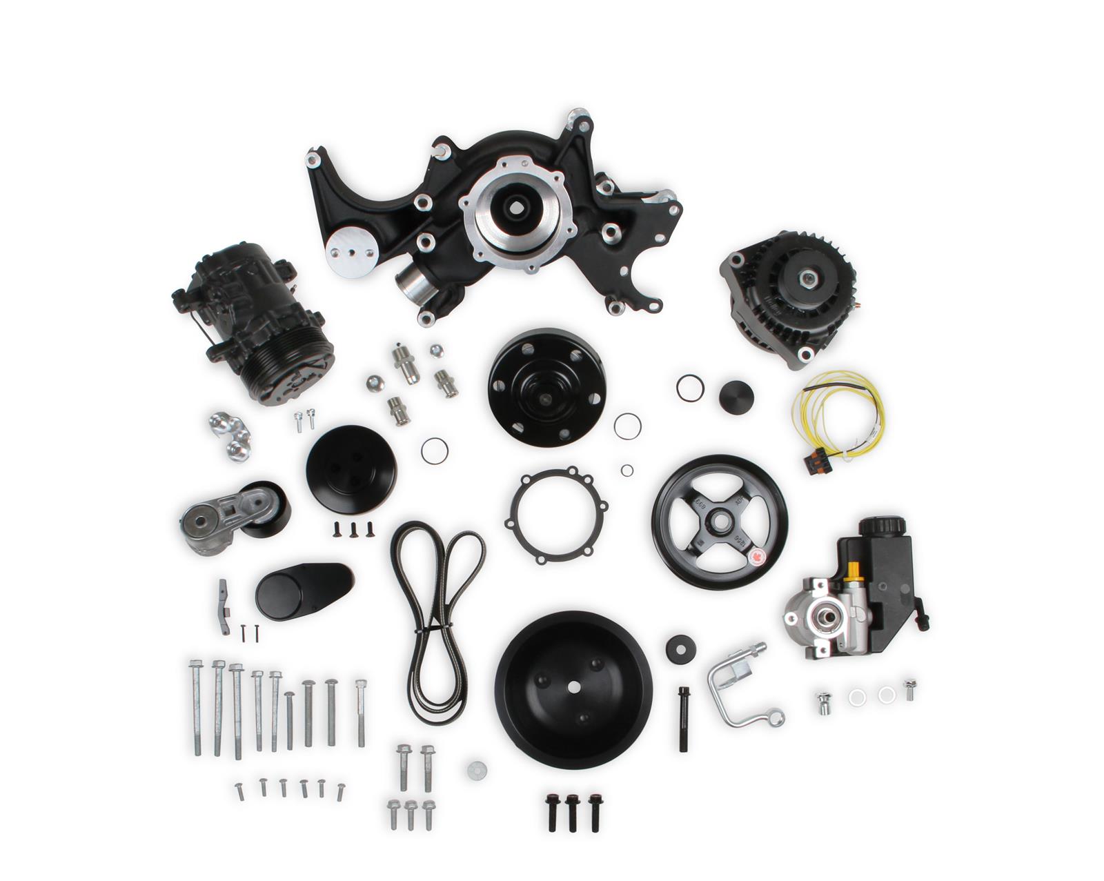 Holley Mid-Mount Accessory Drive System SBC - Black 20-240BK