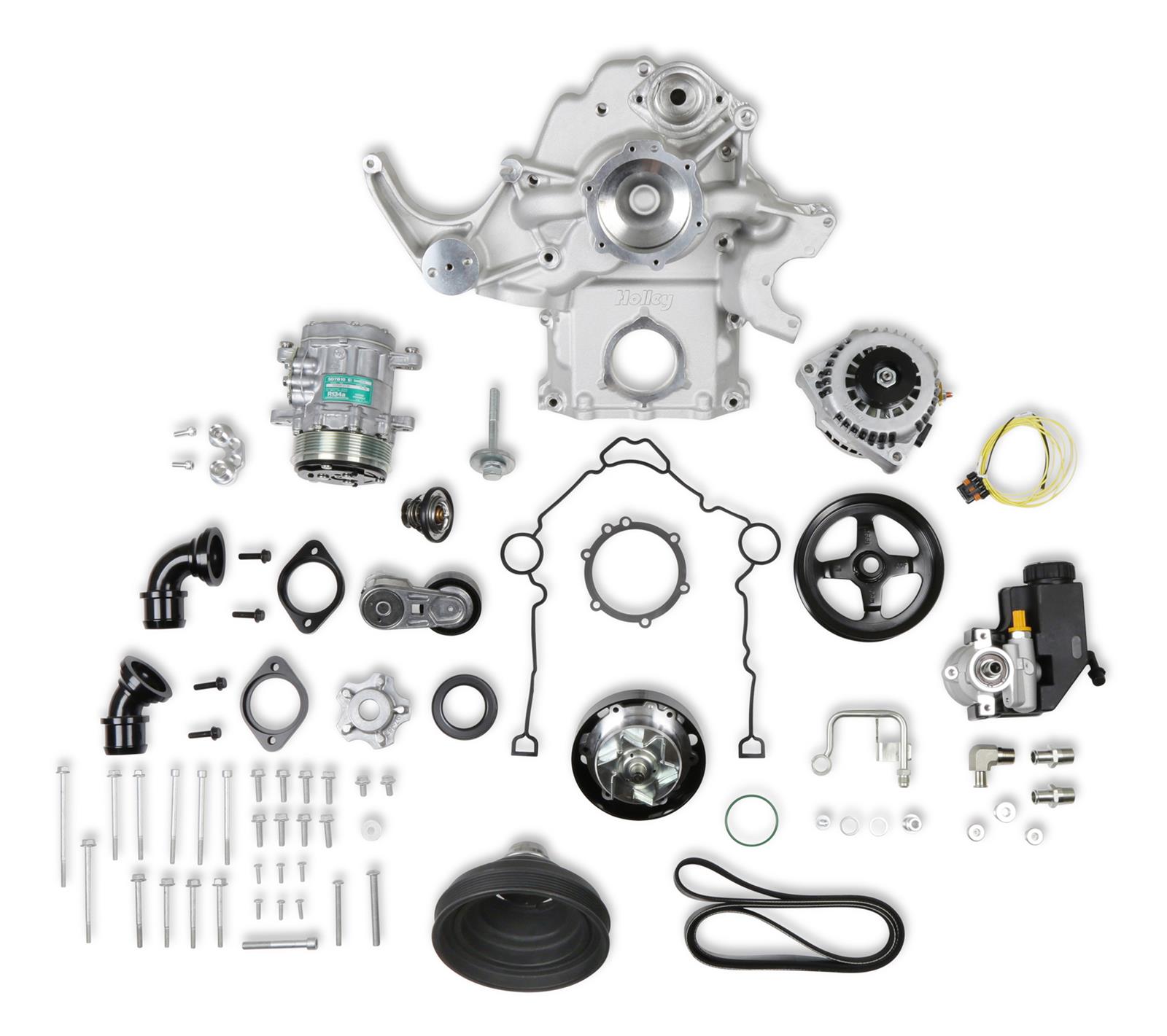 Holley Mid-Mount Complete Accessory Systems 20-290 Drive Systems, Gen III, Hemi, System, Natural Finish, Serpentine, A/C, P/S, Water Pump, Hardware, Chrysler, Dodge, 5.7L, 6.2L, Kit thumbnail 7
