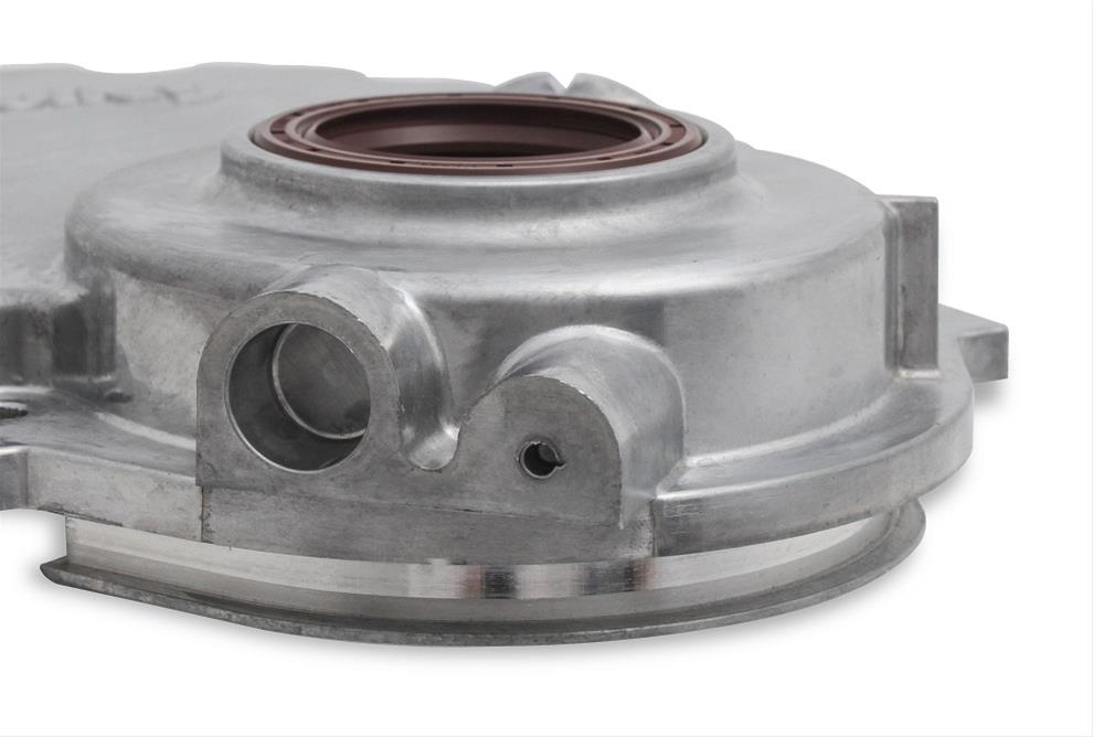 Holley Cast Aluminum Timing Covers 21-150 Covers, 1-Piece, Aluminum, Logo, Natural, Chevrolet, Small Block, Without Crank Sensor, Each thumbnail 5