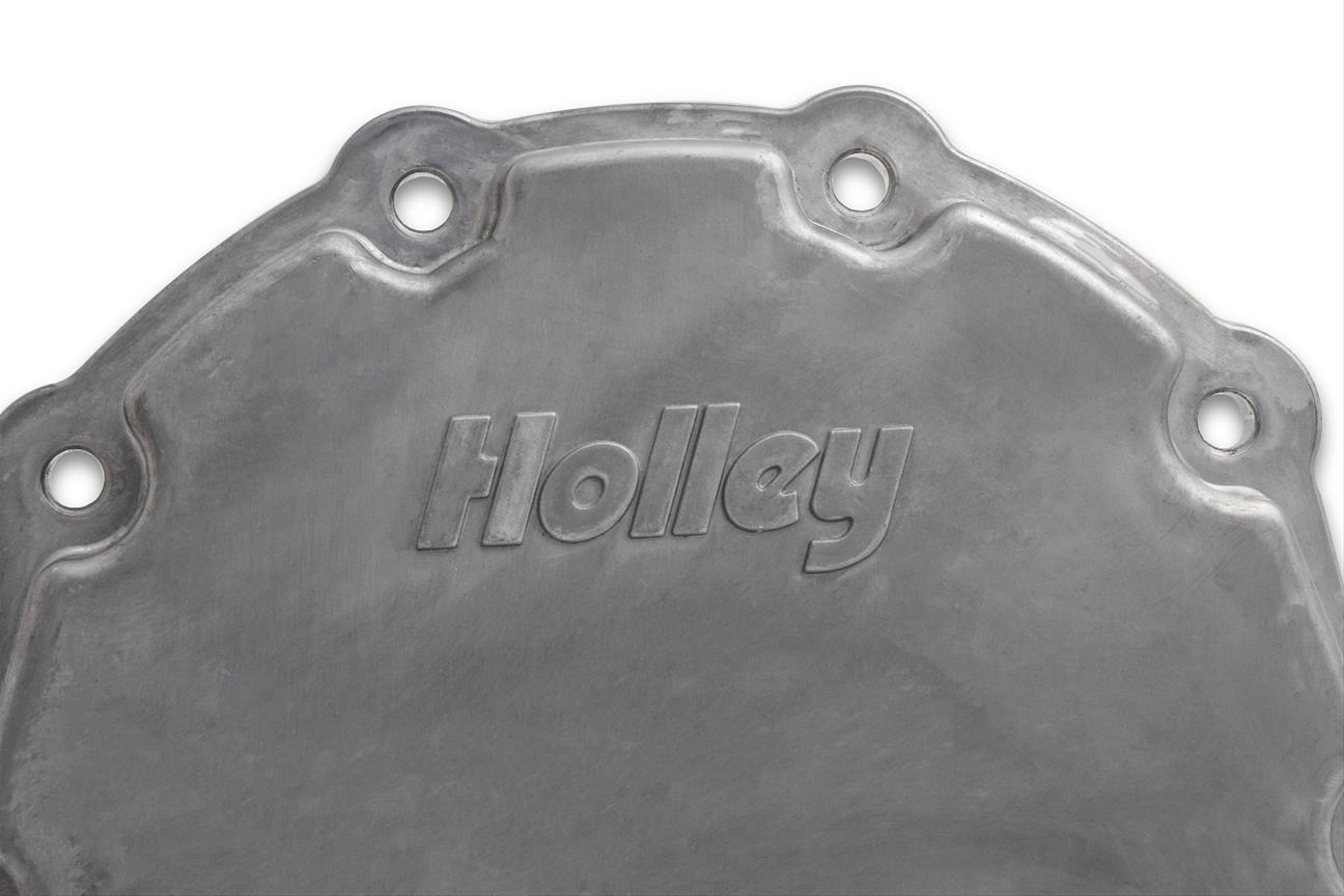 Holley Cast Aluminum Timing Covers 21-150 Covers, 1-Piece, Aluminum, Logo, Natural, Chevrolet, Small Block, Without Crank Sensor, Each