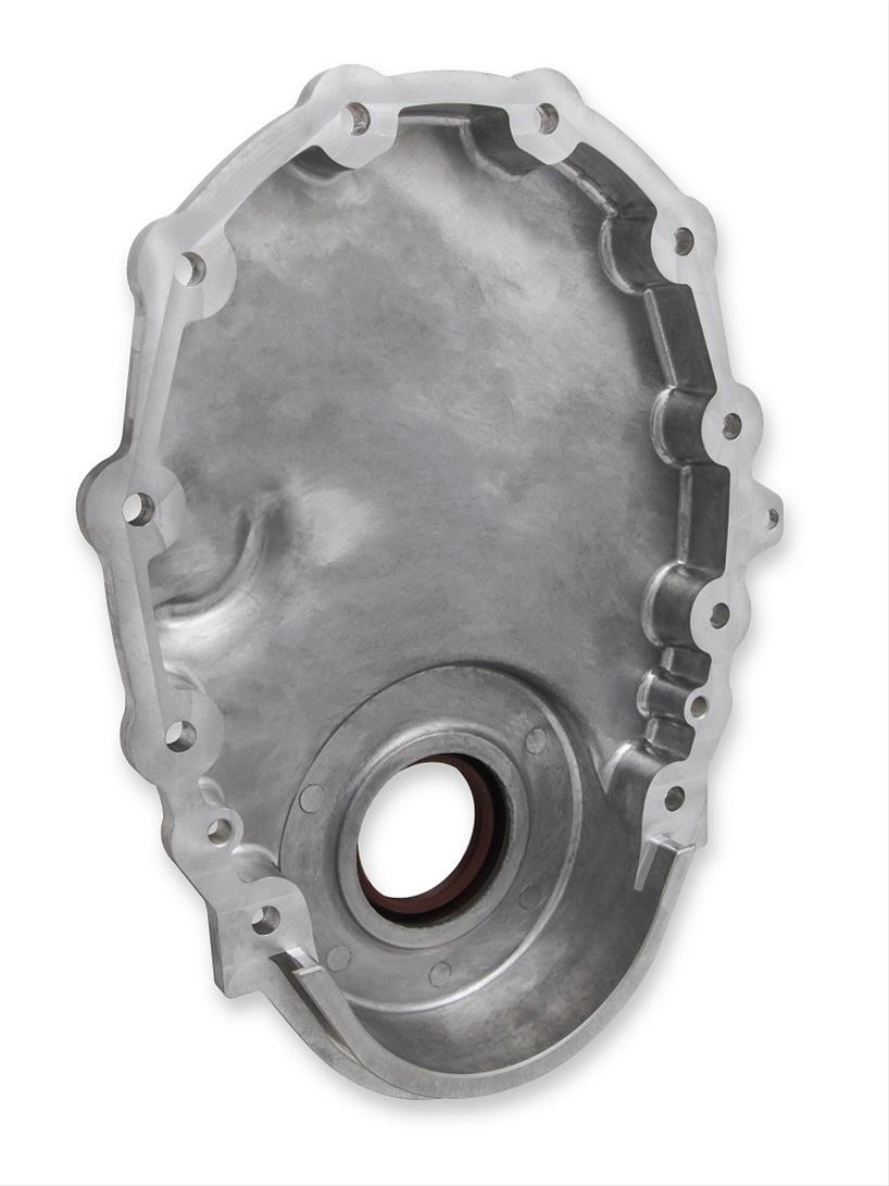 Holley Cast Aluminum Timing Covers 21-150 Covers, 1-Piece, Aluminum, Logo, Natural, Chevrolet, Small Block, Without Crank Sensor, Each thumbnail 6