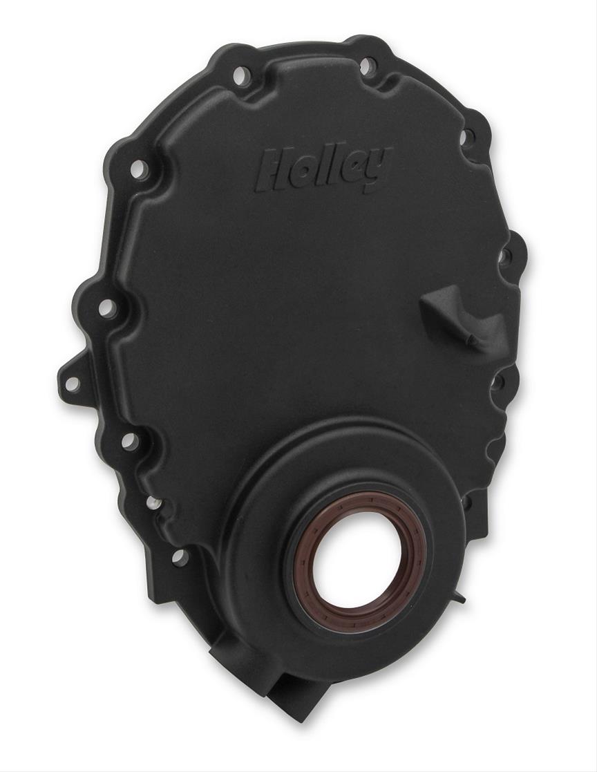 Holley Cast Aluminum Timing Covers 21-153 Covers, 1-Piece, Aluminum, Black, Chevrolet, Small Block, With Crank Sensor, Each thumbnail 6