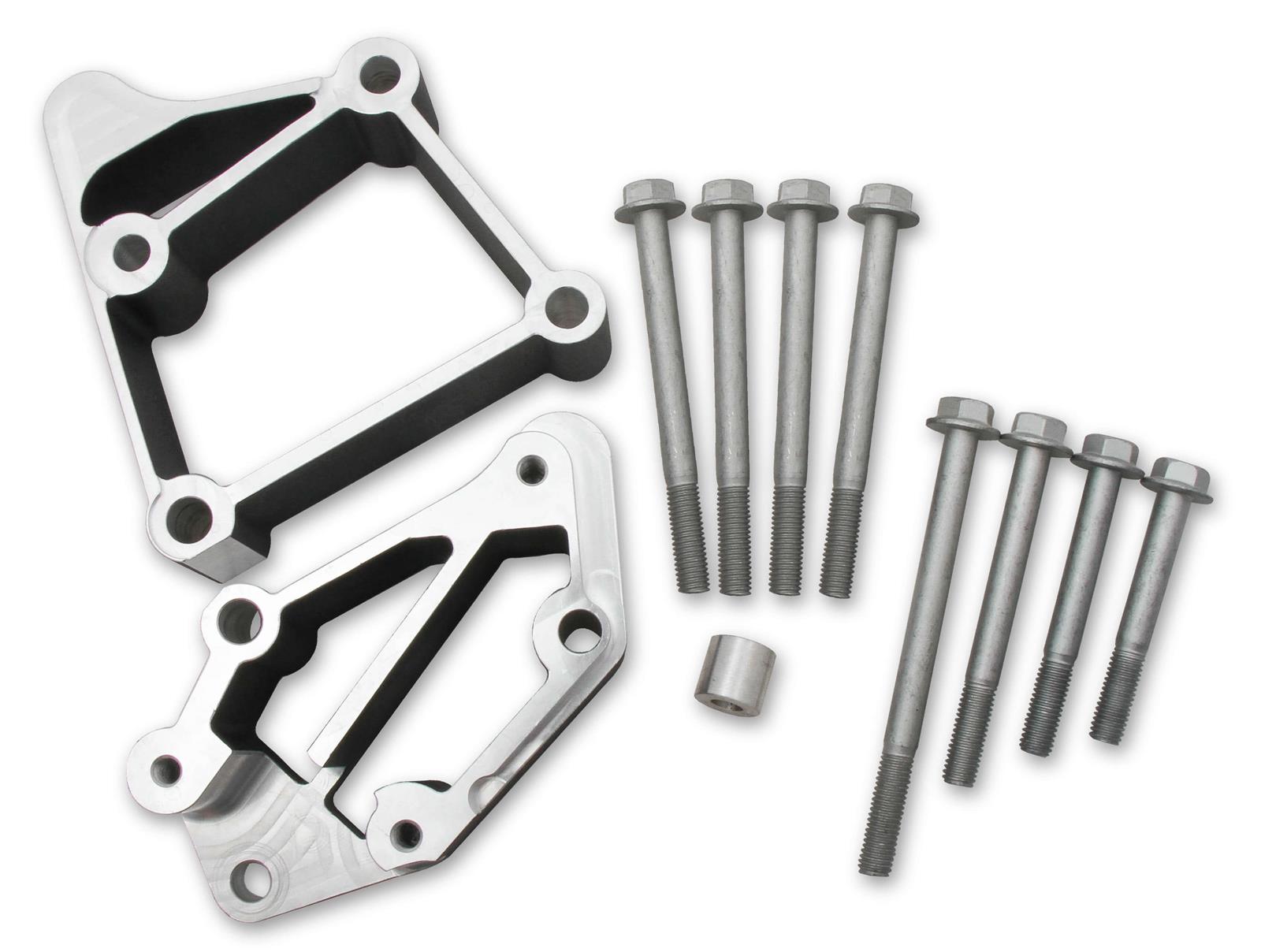Holley LS Engine Accessory Drive Kits 21-2BK Bracket Spacer Kits, Aluminum, Black Finish, Middle Alignment, Chevy, Small Block LS, Each