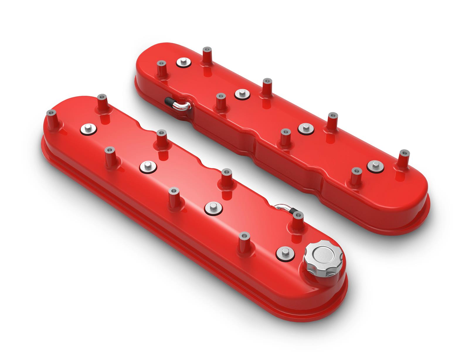 Holley 241-404 Tall LS Valve Cover With Logo Red Machined Finished 