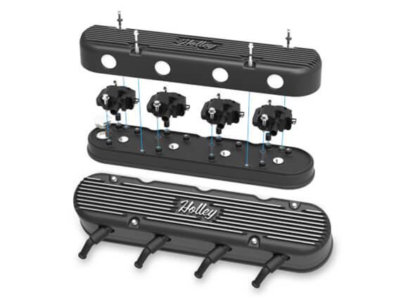 Holley Aluminum LS Valve Covers 241-172 Covers, LS, Centerbolt, Tall, Logo, Cast Aluminum, Black Powdercoated, Satin Finish, Chevy, 4.8-7.0L, Pair thumbnail 7