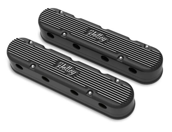 Holley Aluminum LS Valve Covers 241-172 Covers, LS, Centerbolt, Tall, Logo, Cast Aluminum, Black Powdercoated, Satin Finish, Chevy, 4.8-7.0L, Pair thumbnail 3