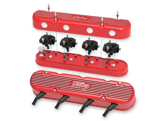 Holley Vintage Series Valve Covers 241-174 Covers, Series, Center and Perimeter Bolt, Tall, Finned, Logo, Cast Aluminum, Red, Glossy, Two-Piece, Chevy, LS, 4.8-7.0L, Pair thumbnail 7