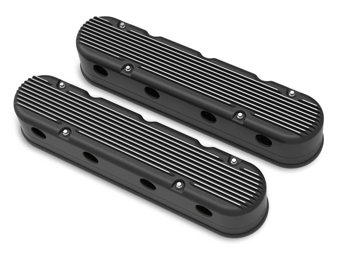 Holley Aluminum LS Valve Covers 241-182 Covers, LS, Center and Perimeter Bolt, Tall, Finned, Cast Aluminum, Black Satin, Two-Piece, Chevy, LS, 4.8-7.0L, Pair thumbnail 4