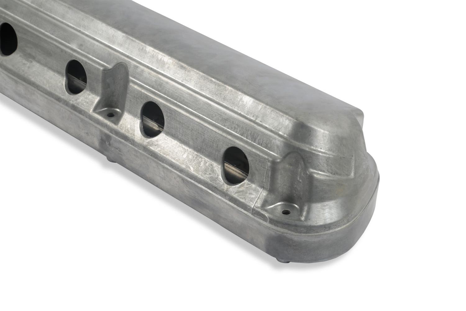 Holley 2-Piece Ford Style Valve Covers 241-185 Covers, LS Style, Cast Aluminum, Center Bolt, Plain, Cast Aluminum, Natural Finish, Two-Piece, Chevy, LS, 4.8-7.0L, Pair thumbnail 3