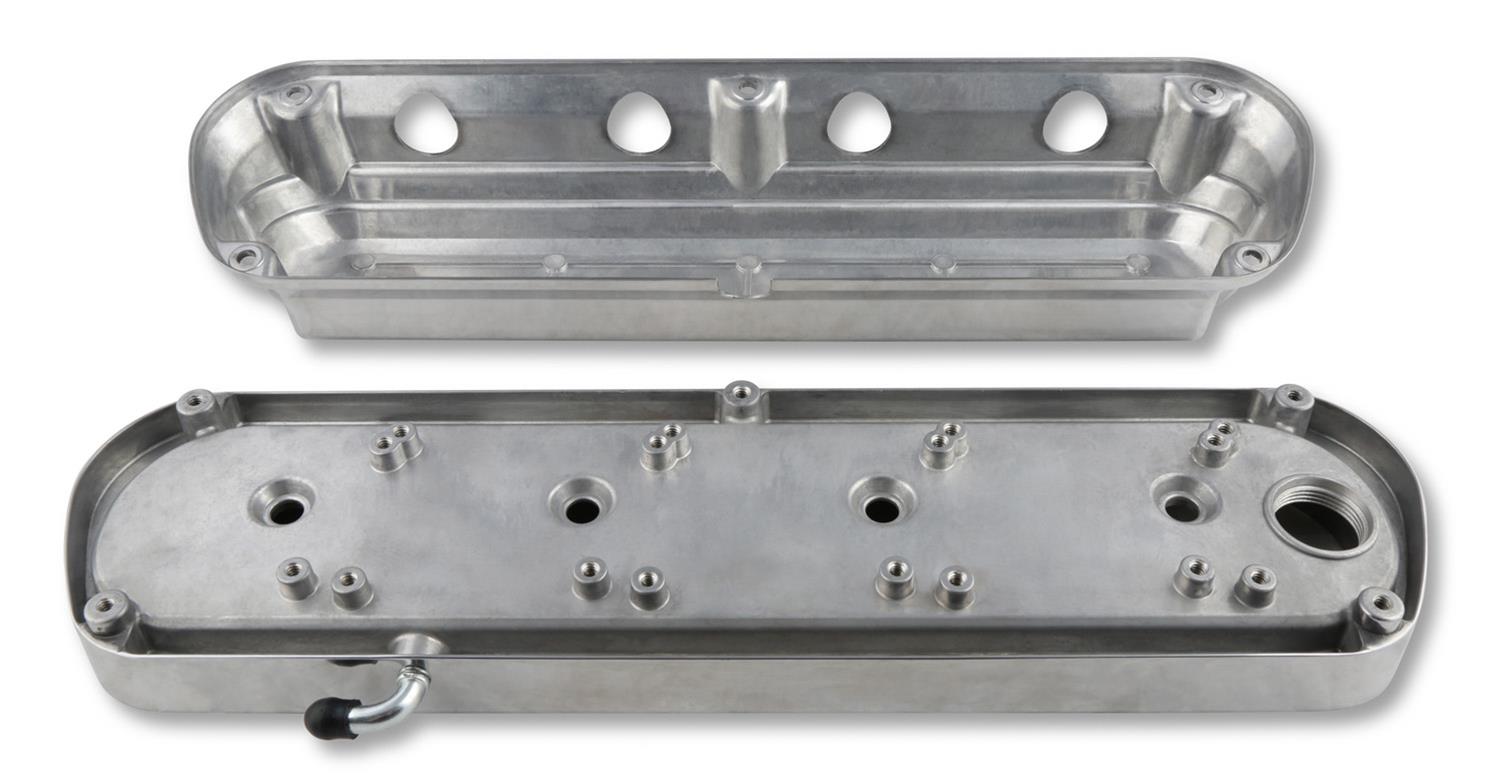 Holley 2-Piece Ford Style Valve Covers 241-186 Covers, LS Style, Cast Aluminum, Center Bolt, Plain, Cast Aluminum, Polished Finish, Two-Piece, Chevy, LS, 4.8-7.0L, Pair thumbnail 5