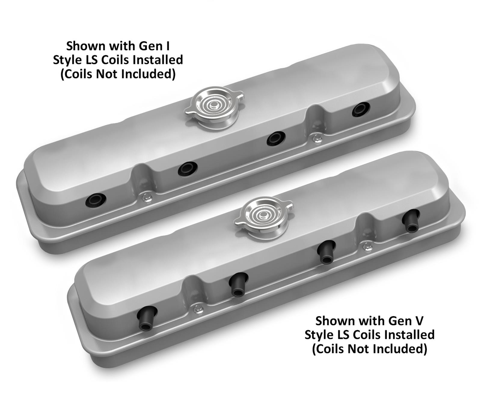 Holley LS Pontiac-Style Valve Covers 241-190 Covers, Pontiac, Cast Aluminum, Perimeter Bolt, Plain, Cast Aluminum, Natural Finish, Two-Piece, Chevy, LS, 4.8-7.0L, Pair thumbnail 2