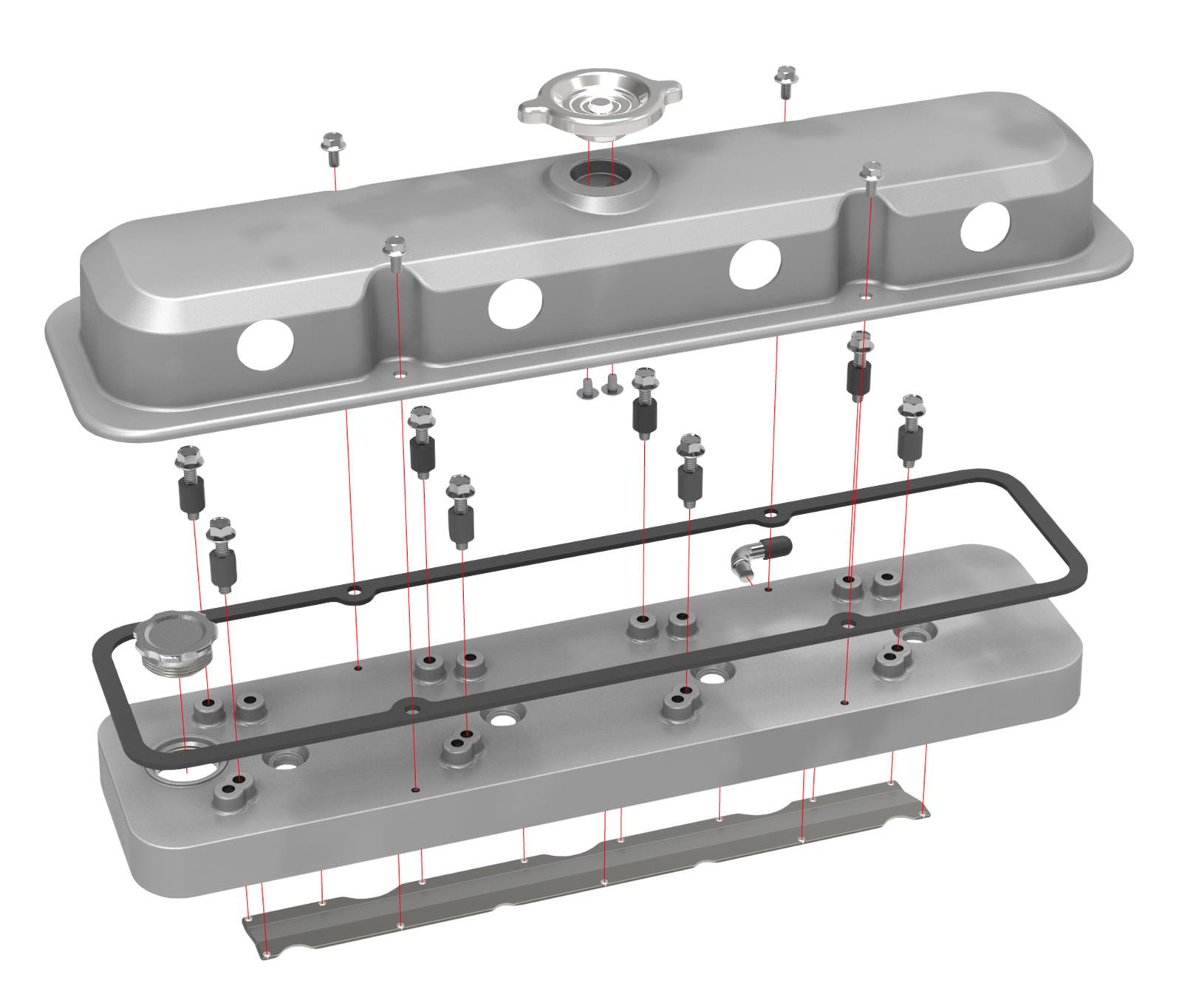 Holley LS Pontiac-Style Valve Covers 241-190 Covers, Pontiac, Cast Aluminum, Perimeter Bolt, Plain, Cast Aluminum, Natural Finish, Two-Piece, Chevy, LS, 4.8-7.0L, Pair thumbnail 3