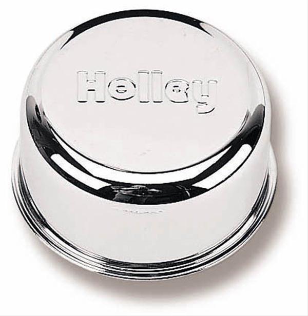 Holley Valve Cover Breather Caps 241-209 Breathers, Cover, Push-in, 1.250 in. OD Tube, Round, Steel, Chrome Plated, Logo, Universal, Each