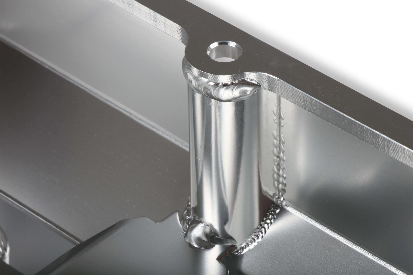 Holley Track Series Valve Covers 241-287 Covers, Series, Perimeter Bolt, Tall, Chevrolet Logo, Fabricated Aluminum, Polished, Baffled, Chevy, Gen I, 283-400ci, Pair