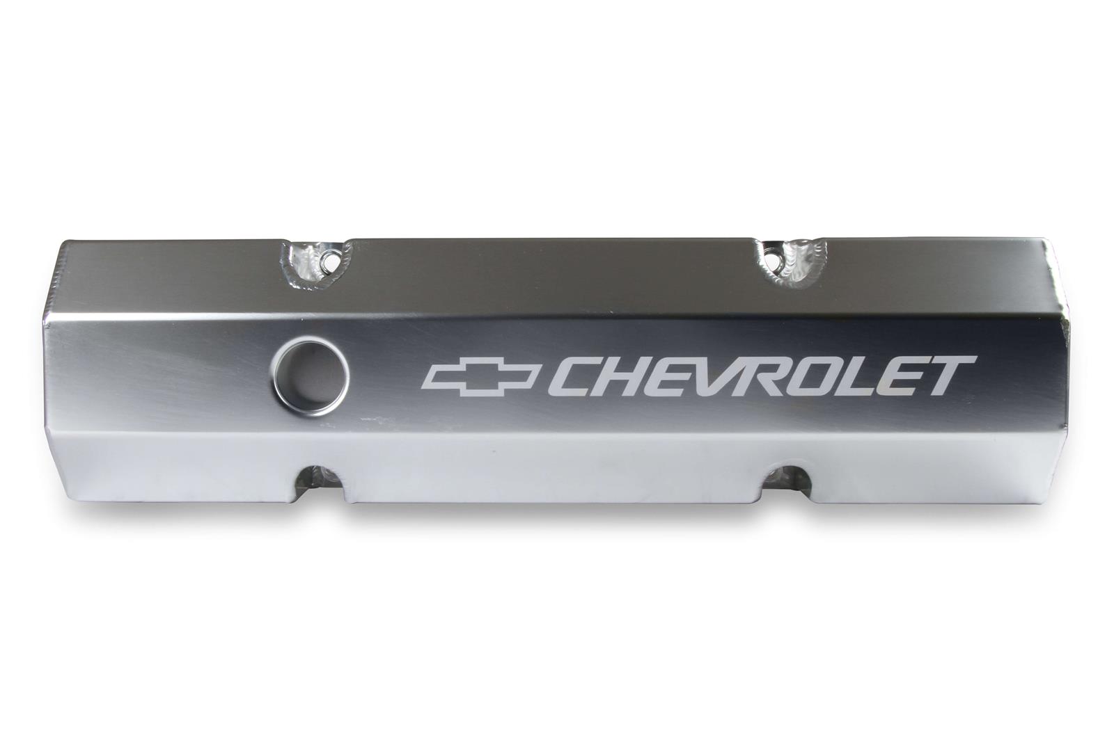 Holley Track Series Valve Covers 241-287 Covers, Series, Perimeter Bolt, Tall, Chevrolet Logo, Fabricated Aluminum, Polished, Baffled, Chevy, Gen I, 283-400ci, Pair thumbnail 5