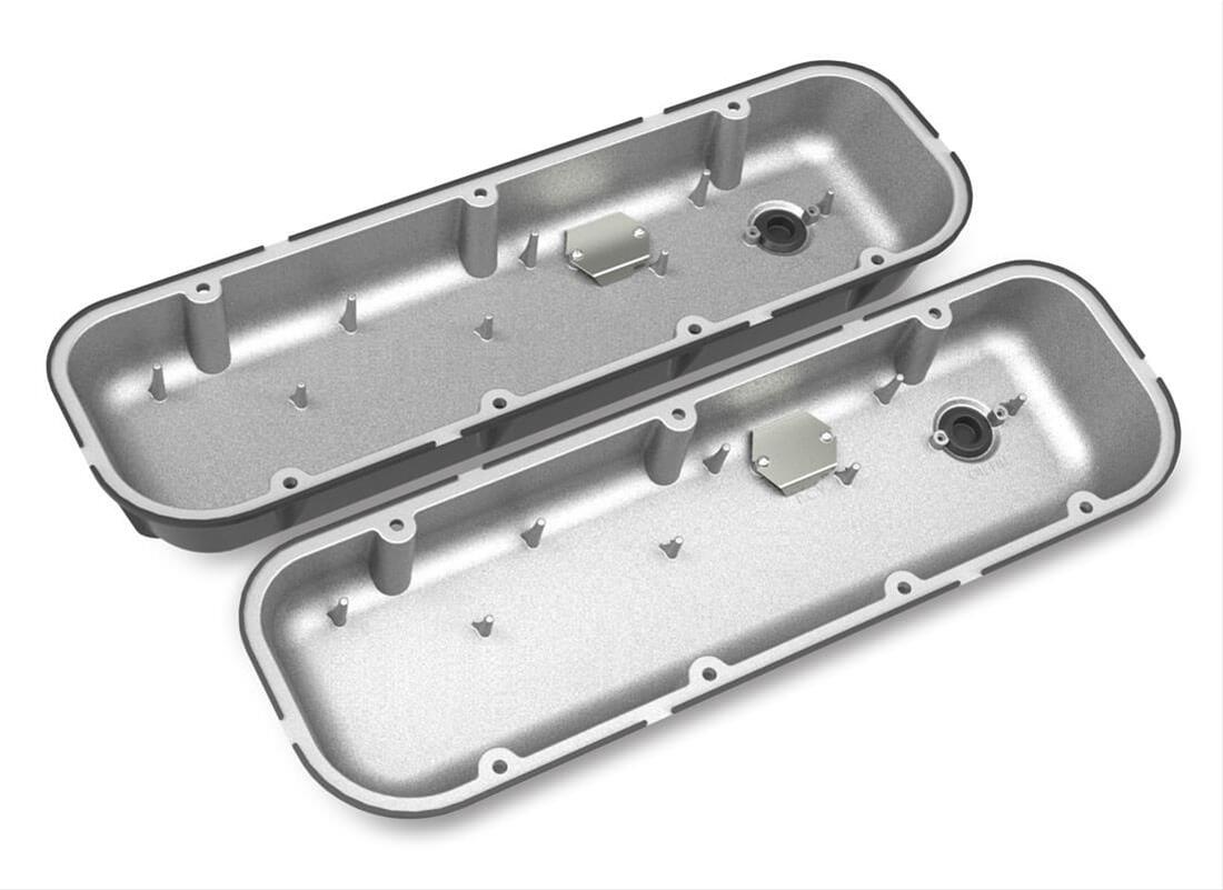 Holley Vintage Series Valve Covers 241-302 Covers, Series, Perimeter Bolt, Logo, Cast Aluminum, Black Satin, Baffled, Chevrolet, Gen V, VI, Mark IV, 396-454ci, Pair thumbnail 3