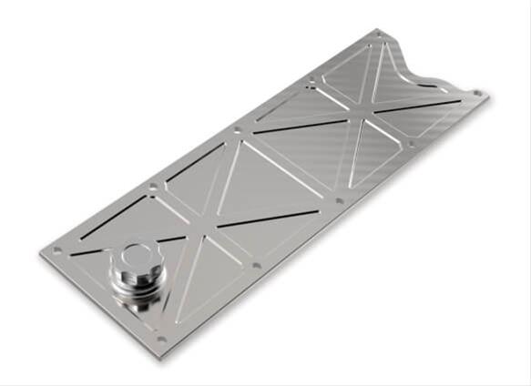 Holley LS Valley Covers 241-367 Lifter Plates, Valley, Billet Aluminum, Trussed with Oil Fill, Natural Finish, 10-Bolt Pattern, Chevy, LS, 5.7L, Each thumbnail 4