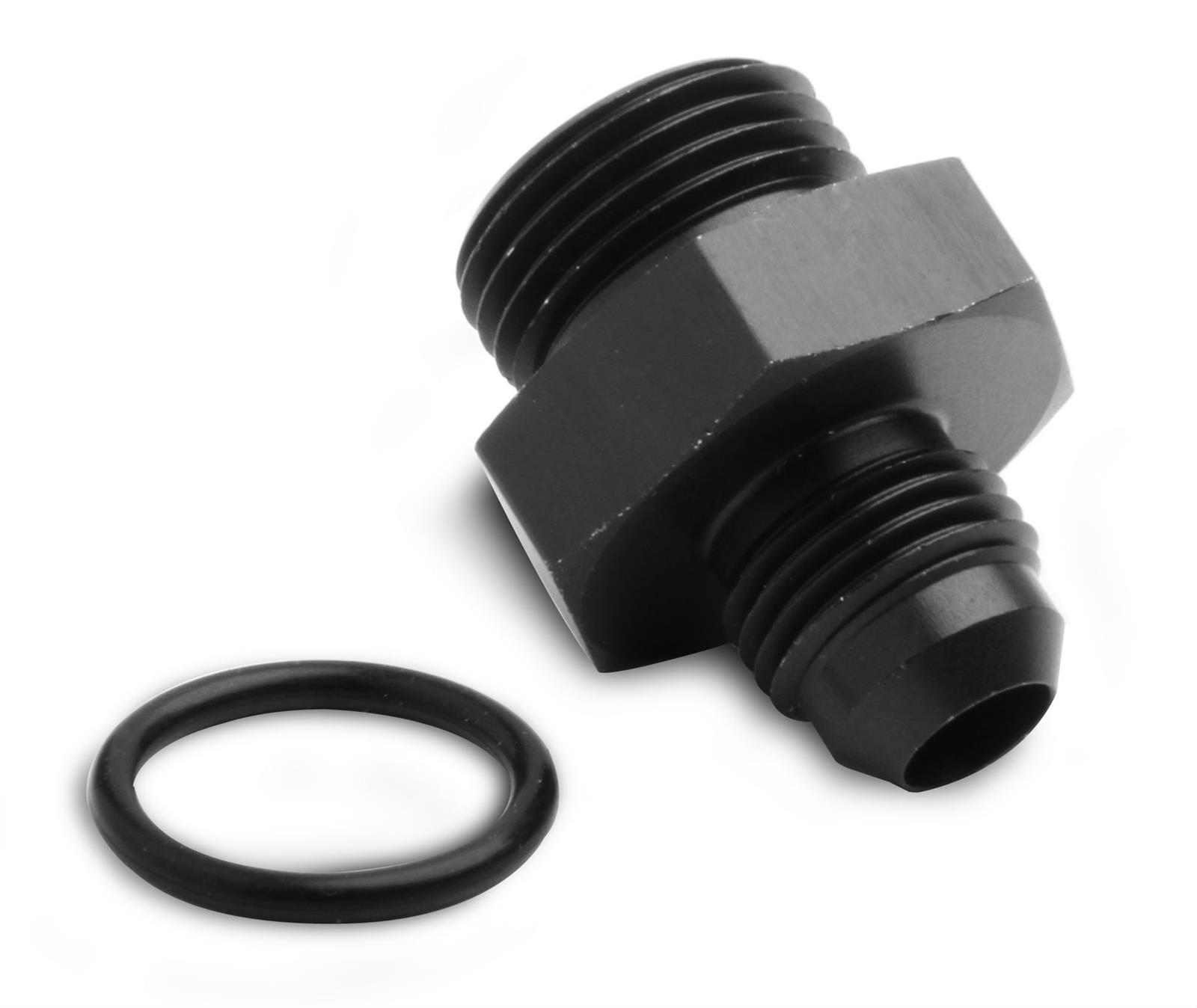 Holley AN to Straight Cut O-Ring Fittings 26-183 Fitting, Adapter, Cut, Straight, Aluminum, Black Anodized, -6 AN, -8 AN, Each