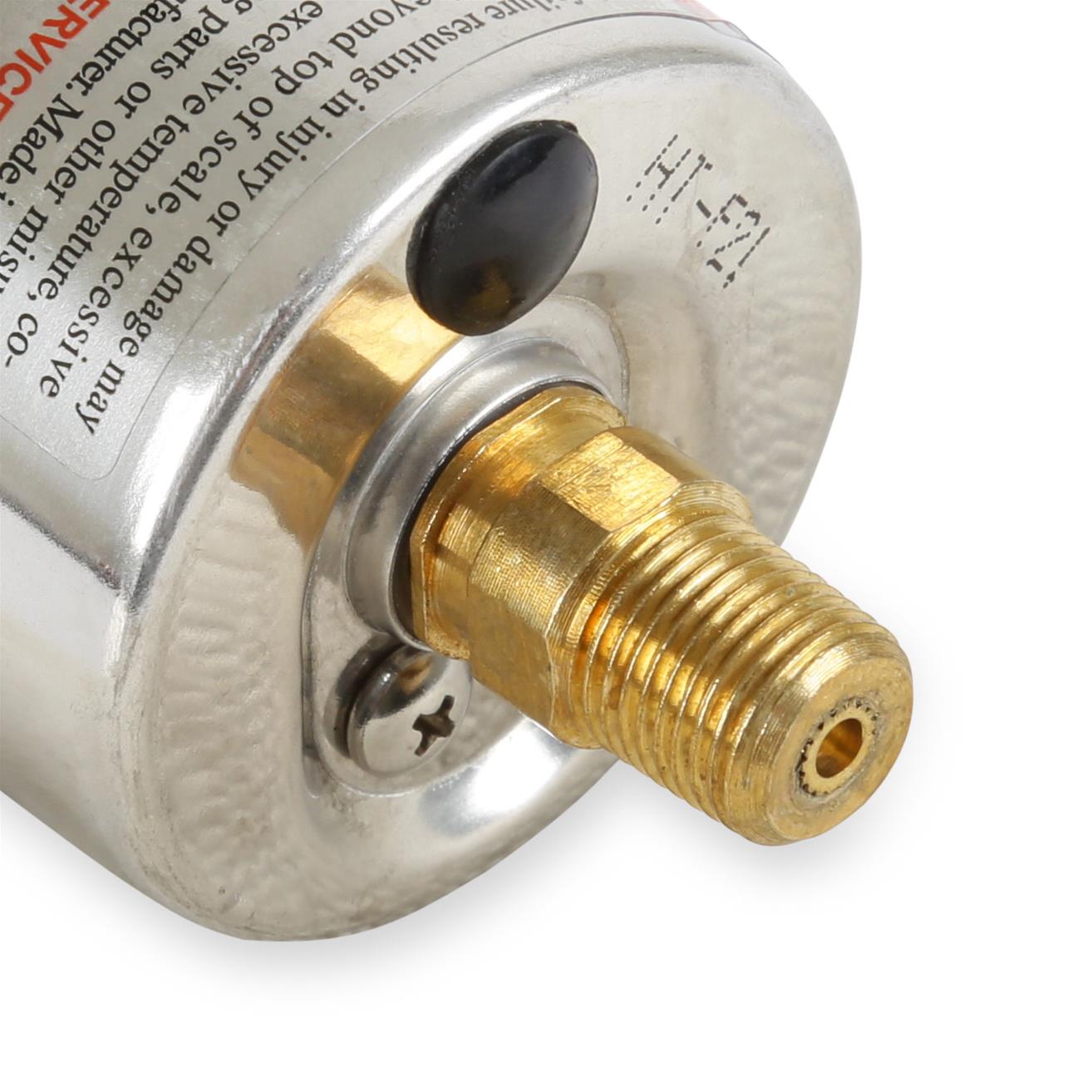 Holley Analog Fuel Pressure Gauges 26-507 Gauges, EFI Pressure, Analog, Oil Filled, 1.50 in. Diameter, 0-100 psi, Round, Silver Bezel, White Face, Black numbers. 1/8 in. NPT, thumbnail 5
