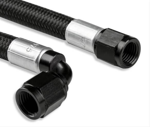Holley LS Steam Vent Kits 26-553 Coolant Crossovers, Vent, Aluminum, Black Fitting, Nylon Braided Hose, Black, 4 AN Size, Kit thumbnail 2
