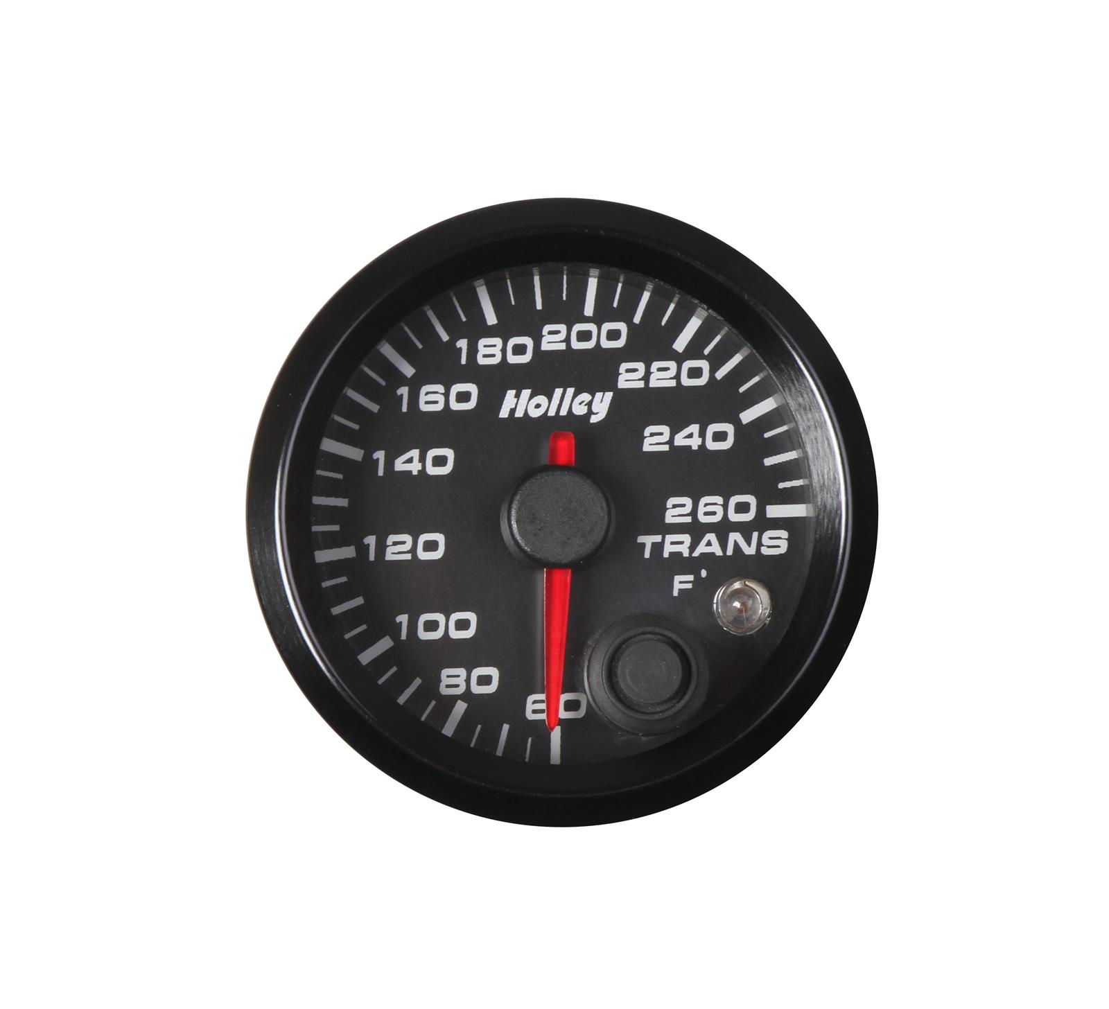 Holley Analog Standalone Gauges 26-605 Gauge, Standalone, Transmission Temp, 60-260 Degrees F, 2 1/16 in. Diameter, Analog, Full Sweep, Illuminated, with Electrical SU, Black Face, Kit thumbnail 2