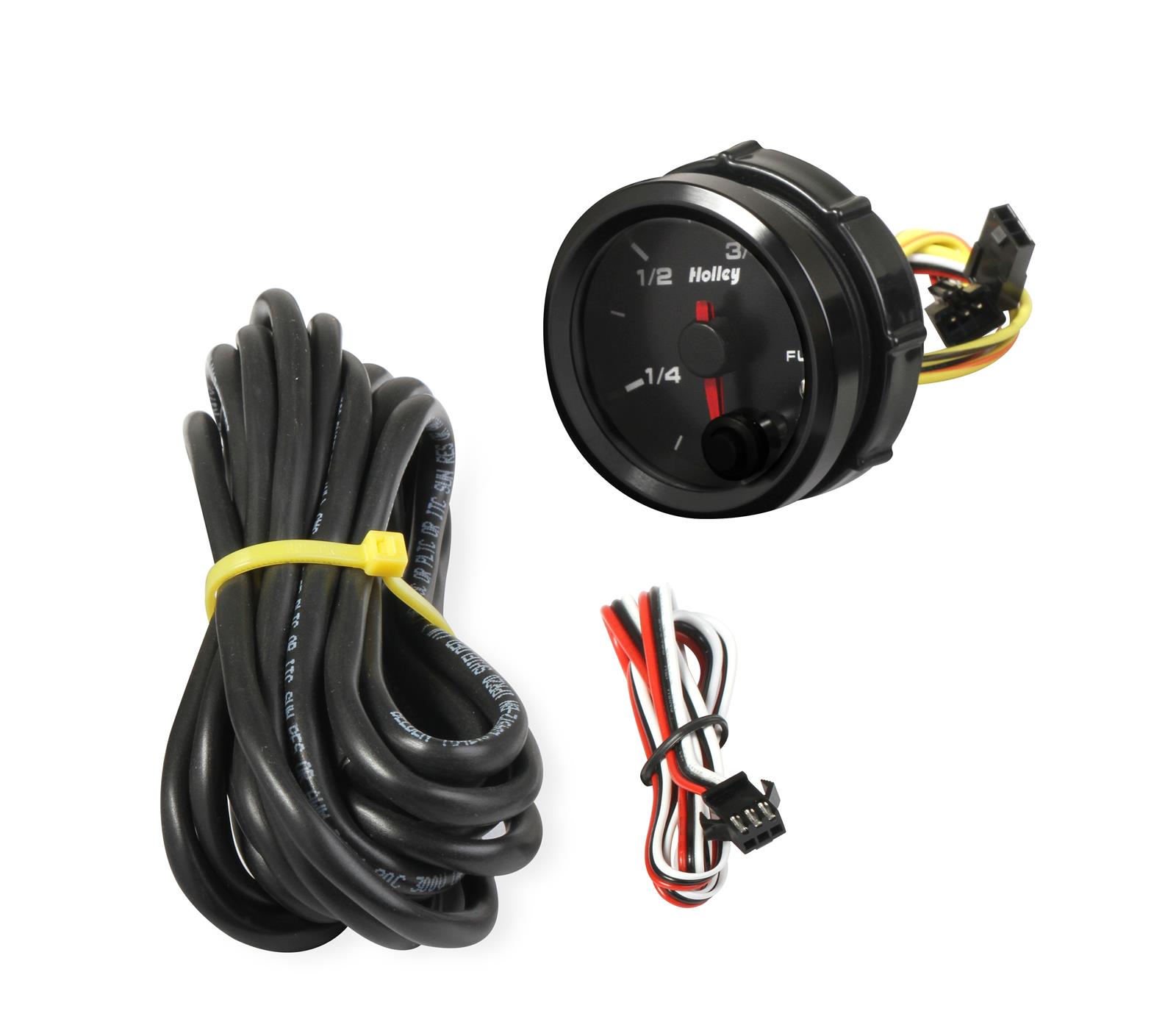 Holley Analog Standalone Gauges 26-614 Gauge, Standalone, Fuel Level, E-F, Programmable, 2 1/16 in. Diameter., Analog, Full Sweep, Illuminated, for Electrical Sending Unit, Black Face, Each thumbnail 2