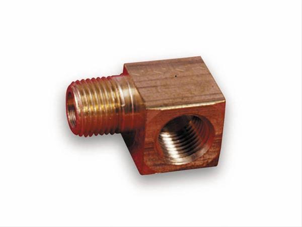 Holley Fuel Pressure Gauge Fittings 26-69 Fitting, Brass, 90 Degree Elbow, 1/8 in. NPT Male, 1/8 in. NPT Female, Each