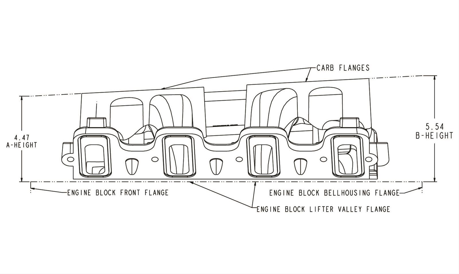 Holley LS 2x4 Dual Plane Carbureted Intake Manifolds 300-120 Manifolds, 2x4, Flange, Standard Deck, 1,500-7,000 RPM Range, Aluminum, Satin Finish, Chevy, 4.8-6.0L, Cathedral Head, Each thumbnail 3