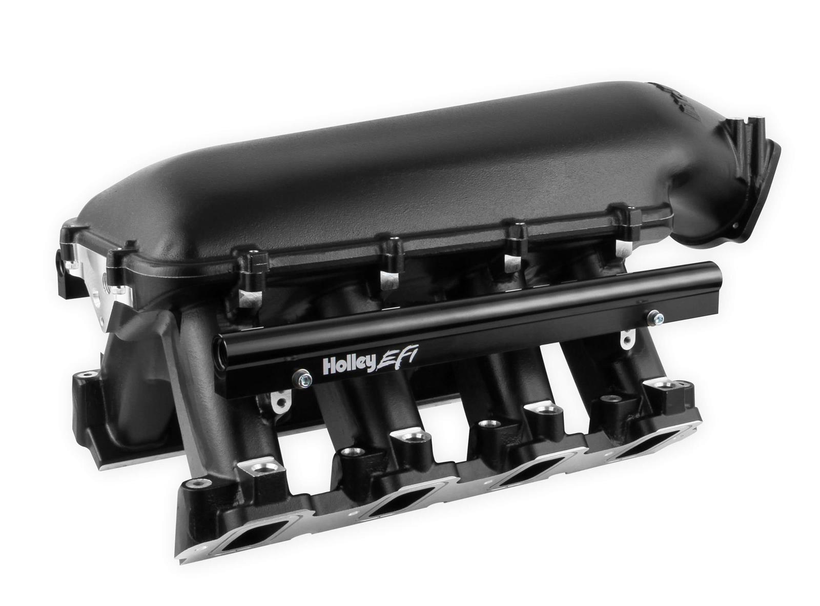 Holley EFI LS Hi-Ram Intake Manifolds 300-125BK Manifolds, EFI, Hi-Ram, Raised Rectangular Port Head, Multi-port, 105mm Bore, Standard Deck, Aluminum, Black Finish, Chevy, 7.0L, Each thumbnail 5