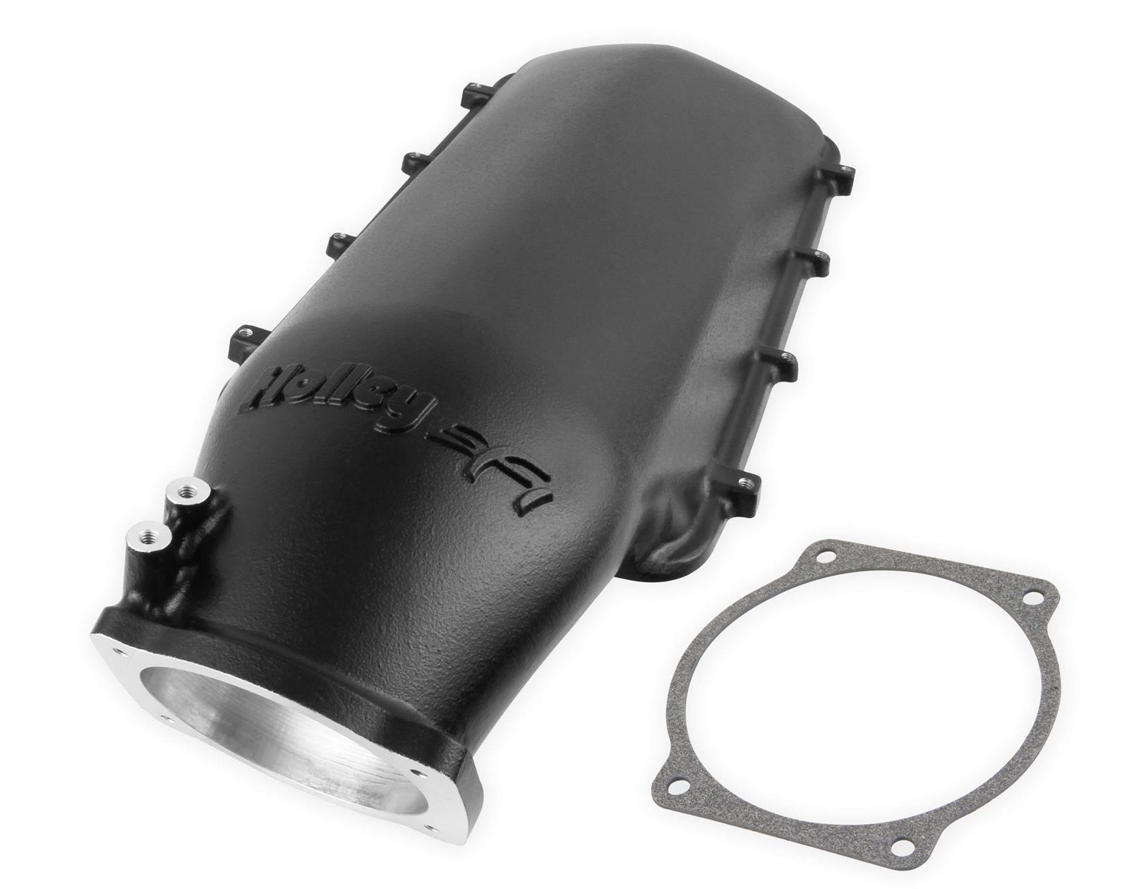 Holley EFI LS Hi-Ram Intake Manifolds 300-125BK Manifolds, EFI, Hi-Ram, Raised Rectangular Port Head, Multi-port, 105mm Bore, Standard Deck, Aluminum, Black Finish, Chevy, 7.0L, Each thumbnail 2