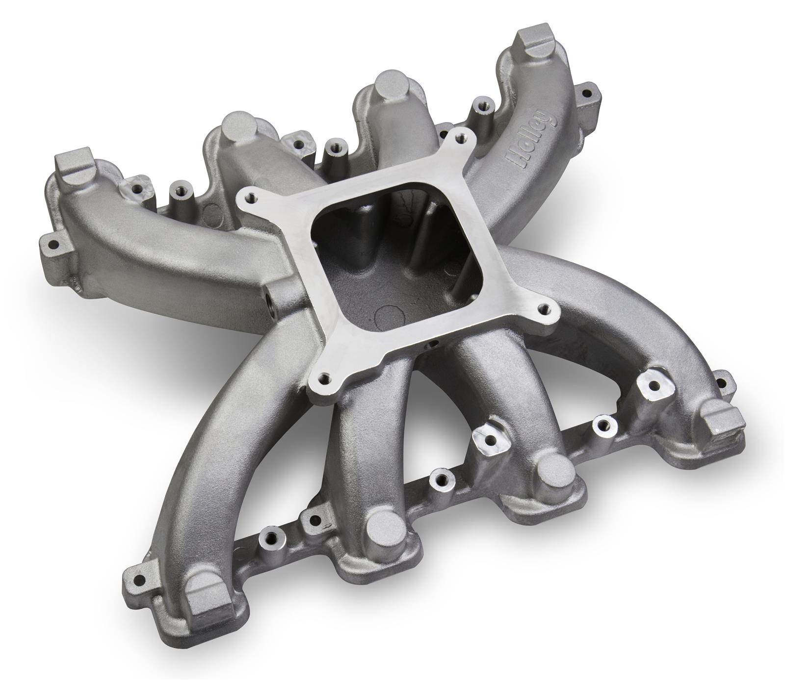 Holley LS Mid-Rise Carbureted Intake Manifolds 300-132 Manifolds, Mid-Rise, Standard Deck, Single Carburetor, Single Plane, 2,500-7,000 RPM Range, Aluminum, Satin Finish, Chevy, 4.8-6.0L, Each