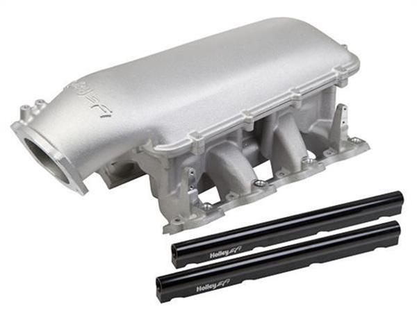 Holley EFI LS Mid-Rise Intake Manifolds 300-135 Manifolds, EFI, Mid-Rise, Rectangular Port Head, Multi-port, 1,500-6,500 RPM Range, Aluminum, Satin Finish, Chevy, 6.0L, 6.2L, Each thumbnail 2