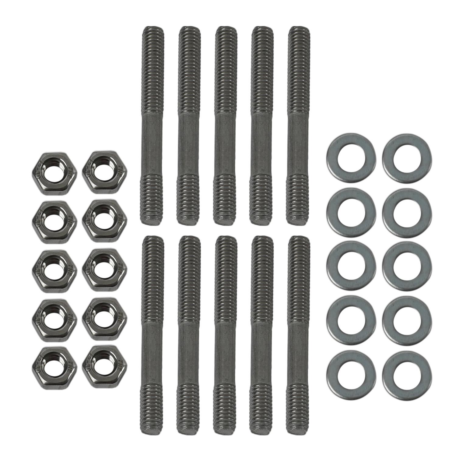 Holley Intake Manifold Studs 300-224 Studs, 6mm x 1.0 Thread Size, Steel, Natural, Chevy, 5.3L, 6.2L, 10-piece, Set
