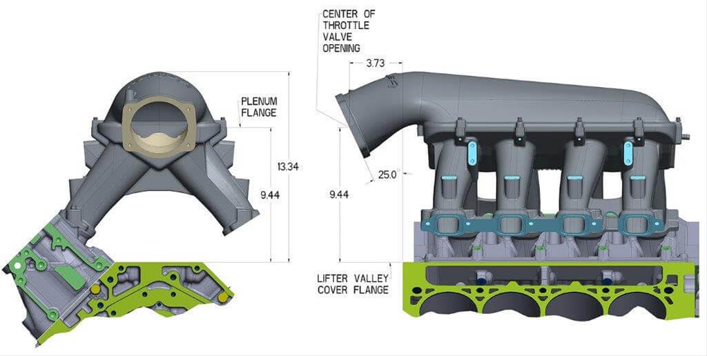 Holley EFI LT1 Gen V Hi-Ram Intake Manifolds 300-236 Manifolds, LT1, V, Hi-Ram, Multi-port, Base Only, 3,500-8,000 RPM Range, Standard Deck, Aluminum, Satin Finish, Chevy, 6.2L, Each thumbnail 2