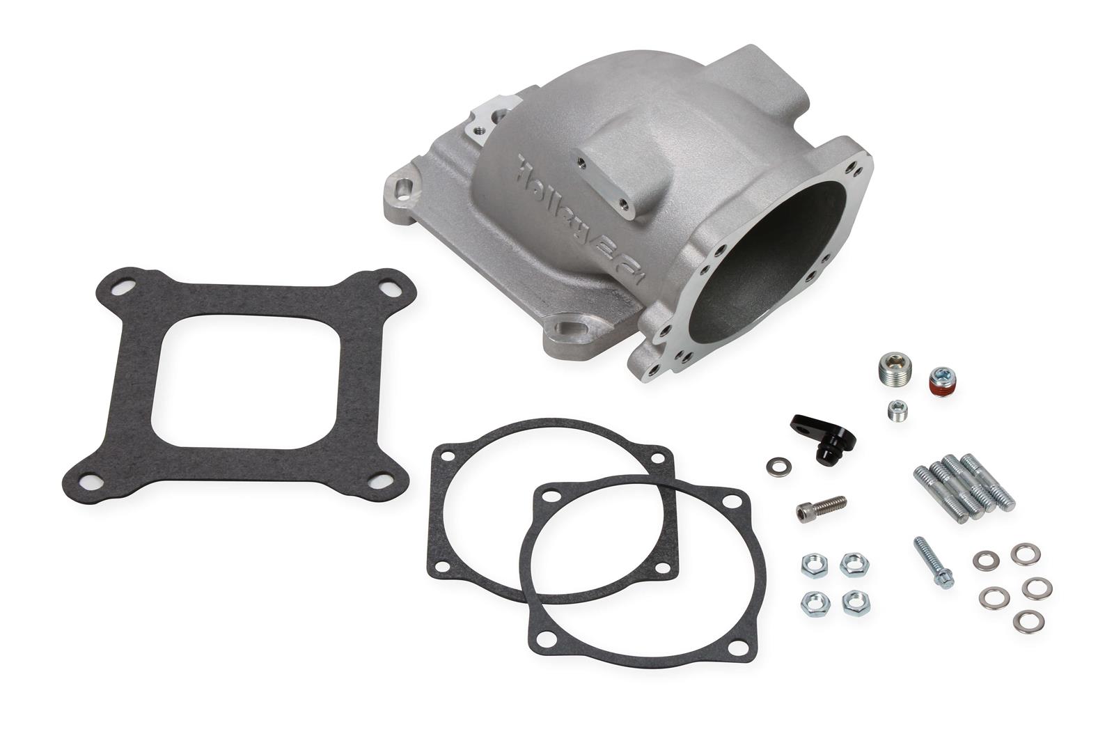 Holley Throttle Body Intake Elbows 300-240 Elbow, 105mm Bore Size, Aluminum, Natural, 5.12 in. Height, Each thumbnail 4
