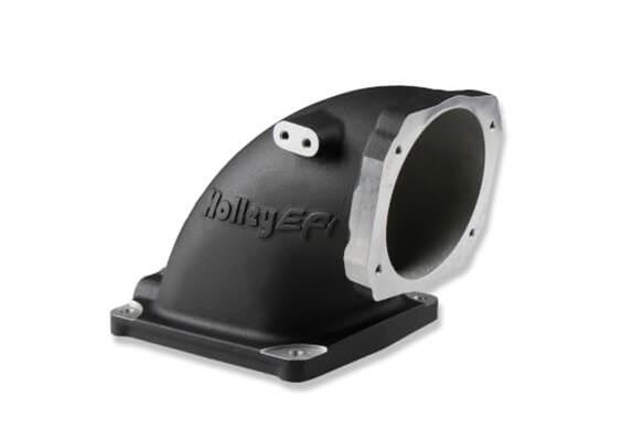 Holley Throttle Body Intake Elbows 300-240BK Elbow, 105mm Bore Size, Aluminum, Black, 5.12 in. Height, Each thumbnail 6