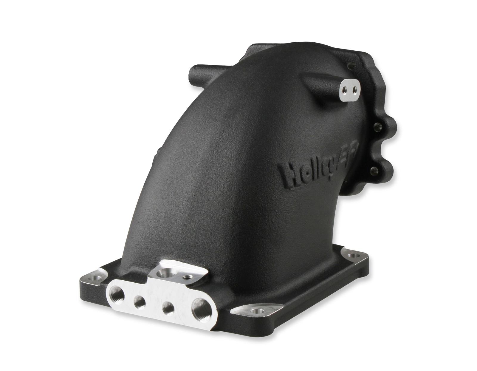 Holley Throttle Body Intake Elbows 300-240FBK Elbow, 105mm Bore Size, Aluminum, Black, 5.12 in. Height, Ford, Each thumbnail 2