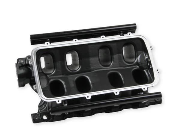 Holley Ford 351W Hi-Ram EFI Intake Manifold Bases 300-244BK Manifolds, Ford, EFI, Base Only, Multi-port, 1,500-7,000 RPM Range, Cast Aluminum, Black Finish, Ford, 5.8L, Windsor, Each thumbnail 5