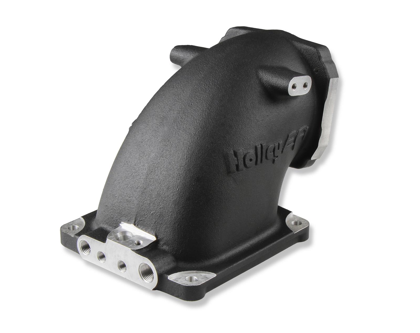 Holley Throttle Body Intake Elbows 300-248BK Elbow, Aluminum, Black Textured, 4500 to GM LS Body, Each thumbnail 2