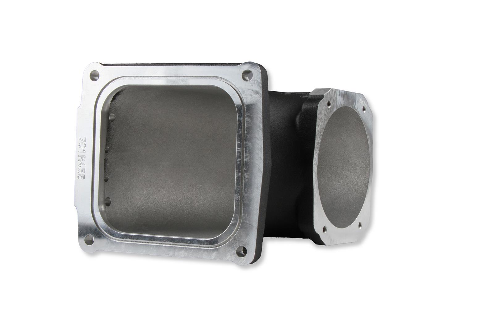 Holley Throttle Body Intake Elbows 300-248BK Elbow, Aluminum, Black Textured, 4500 to GM LS Body, Each thumbnail 5