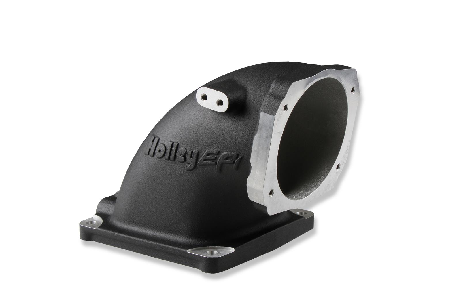 Holley Throttle Body Intake Elbows 300-248BK Elbow, Aluminum, Black Textured, 4500 to GM LS Body, Each thumbnail 6
