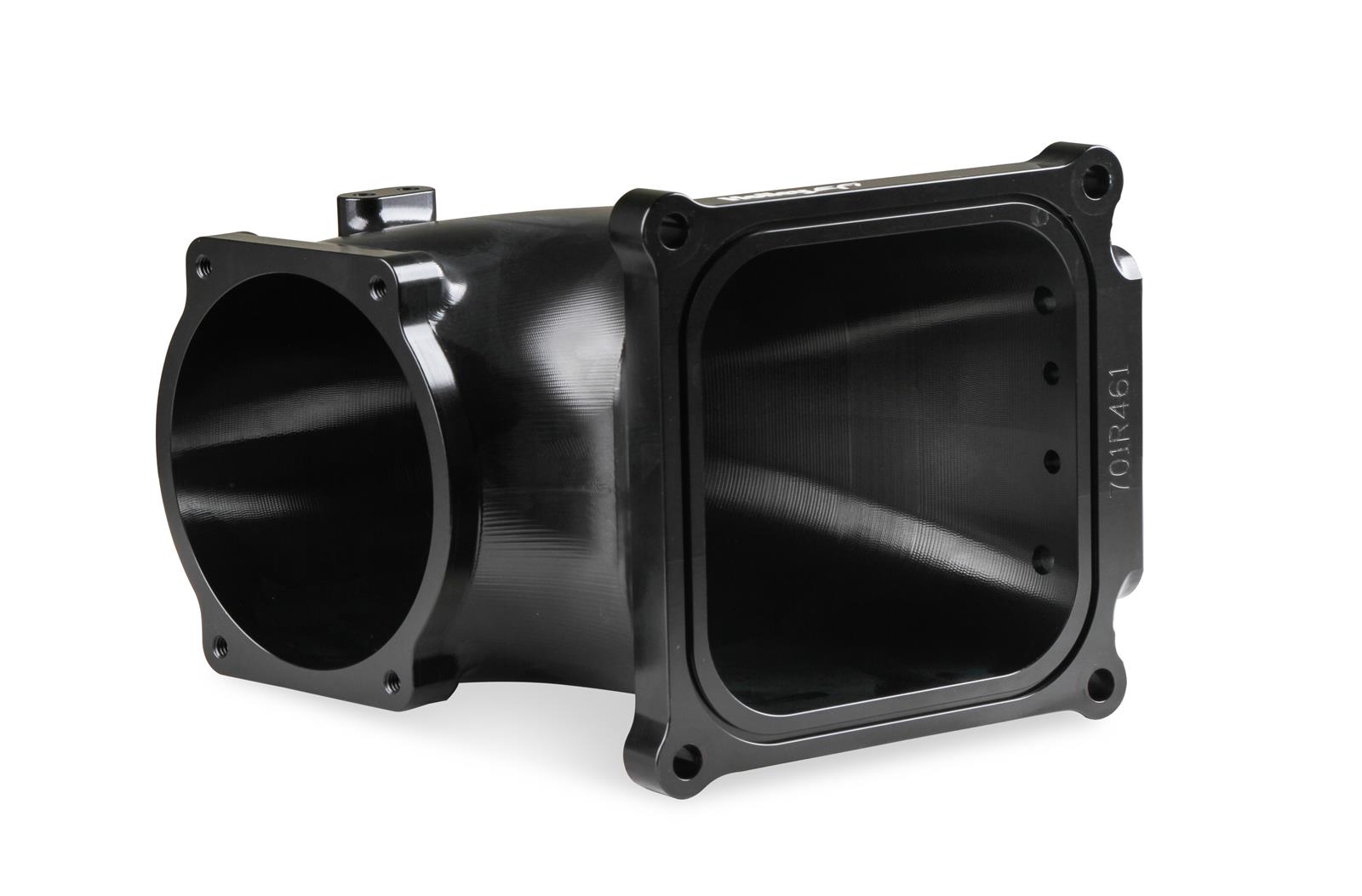 Holley Throttle Body Intake Elbows 300-253BK Elbow, 105mm Bore Size, 4500 to LS1, Aluminum, Black Finish, 6.30 in. Height, Each thumbnail 5