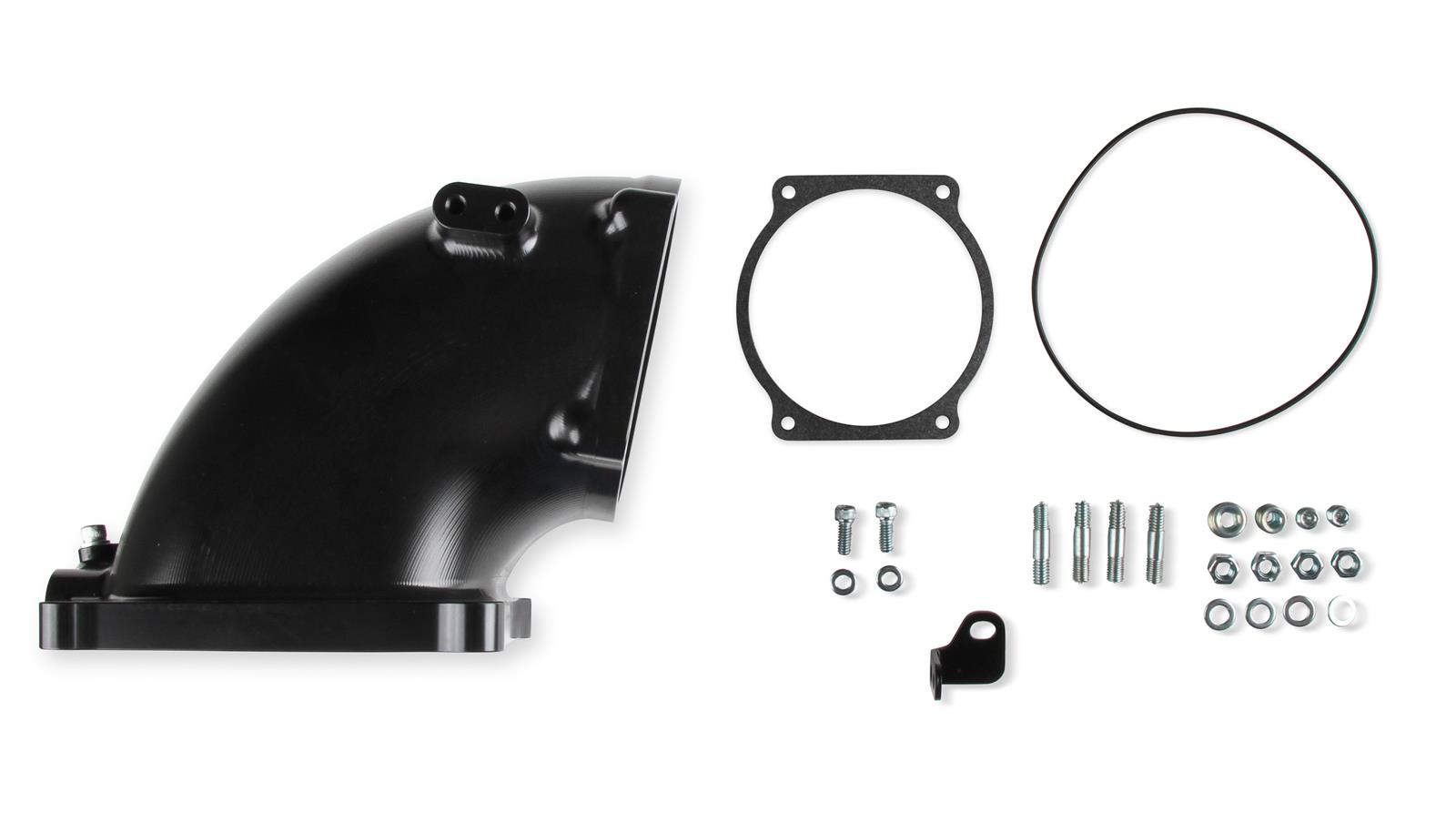Holley Throttle Body Intake Elbows 300-253BK Elbow, 105mm Bore Size, 4500 to LS1, Aluminum, Black Finish, 6.30 in. Height, Each thumbnail 6