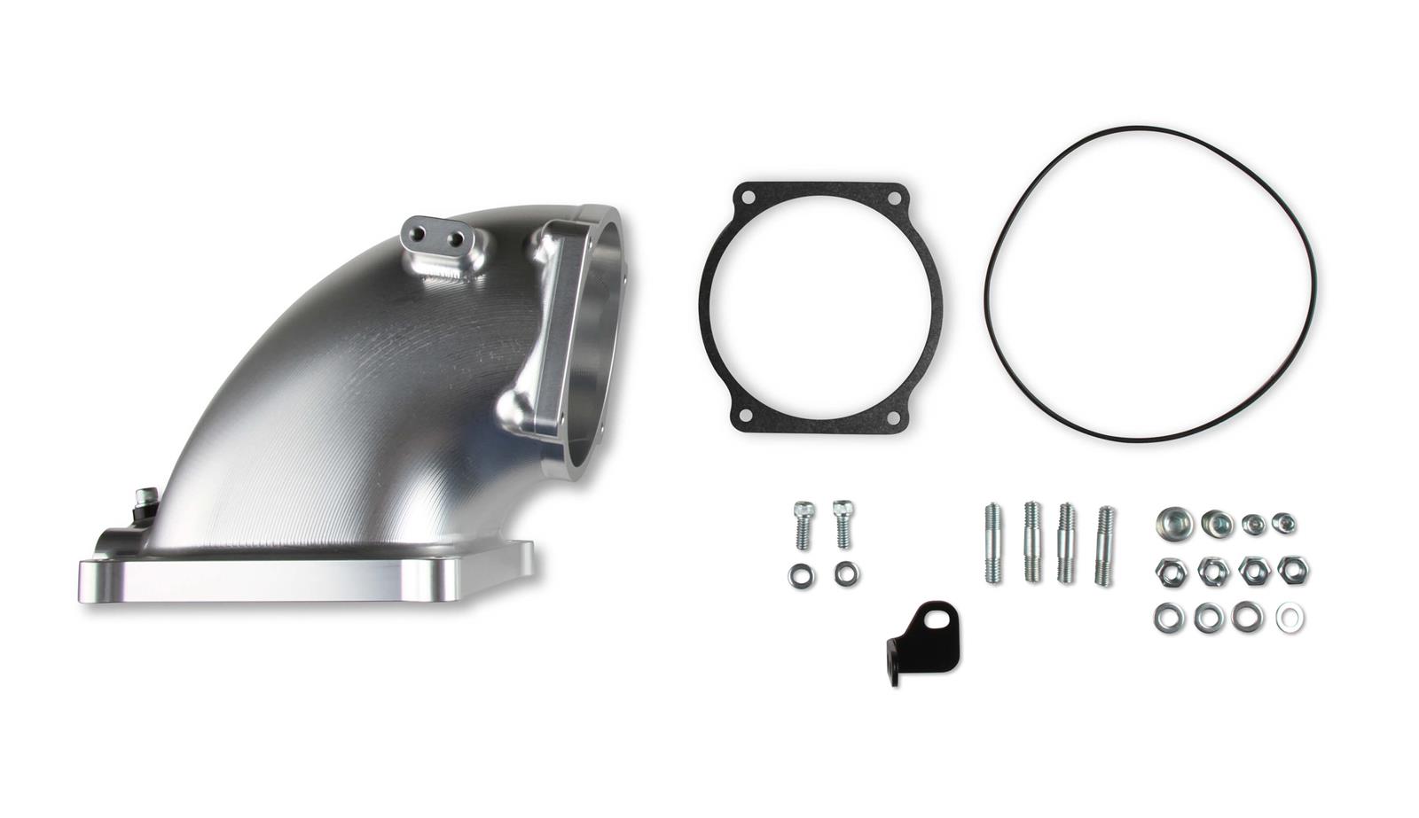 Holley Throttle Body Intake Elbows 300-253 Elbow, 105mm Bore Size, 4500 to LS1, Aluminum, Natural, 6.30 in. Height, Each thumbnail 7