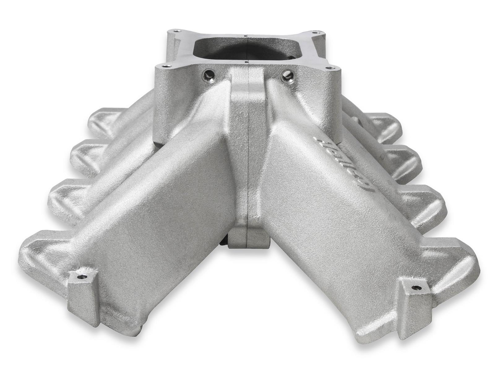 Holley LS Split Design Carbureted Intake Manifolds 300-256 Manifolds, Design, Carbureted, Cathedral Port Head, Single Plane, 4-barrel, Square Bore, Aluminum, Satin Finish, Chevy, 4.8-6.0L, Each thumbnail 6