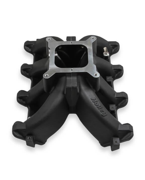 Holley LS Split Design Carbureted Intake Manifolds 300-256BK Manifolds, Design, Carbureted, Cathedral Port Head, Single Plane, 4-barrel, Square Bore, Aluminum, Black Finish, Chevy, 4.8-6.0L, Each thumbnail 2